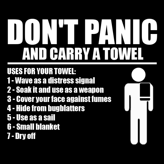 Image result for hitchhiker's guide to the galaxy towel meme