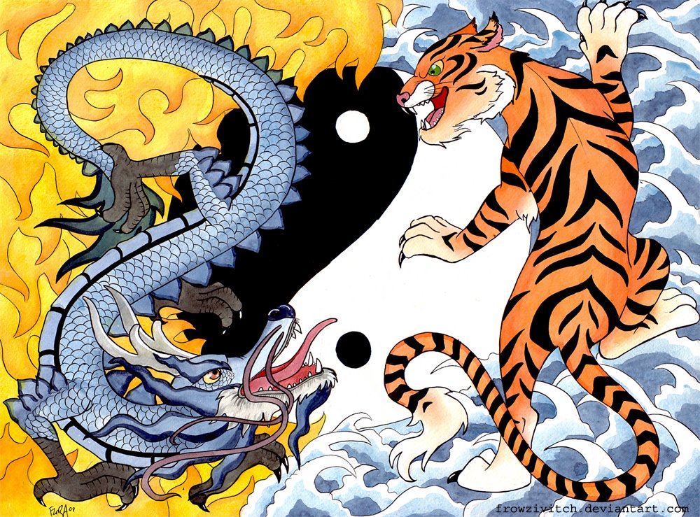 Tiger vs Dragon by frowzivitch on DeviantArt