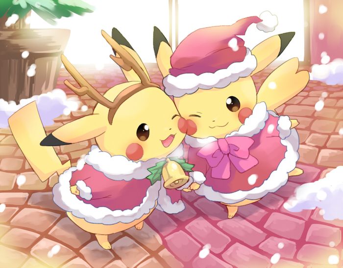 Image result for christmas pikachu fan art