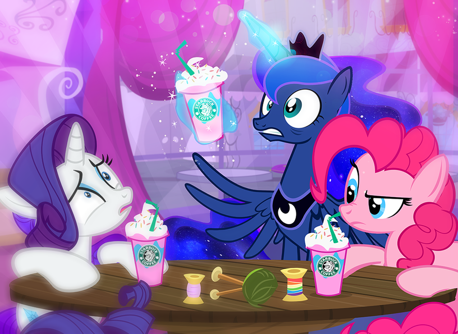 e621 2017 bags_under_eyes equine feral frappuccino friendship_is_magic glowing horn horse levitation magic mammal my_little_pony pinkie_pie_(mlp) pixelkitties pony princess_luna_(mlp) rarity_(mlp) unicorn winged_unicorn wings