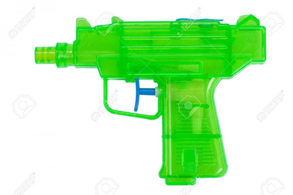 Green Plastic Water Pistol Isolated On A White Background Stock ...