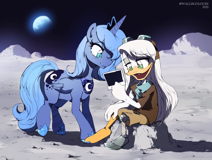 della duck and princess luna (friendship is magic and etc) drawn by walliscolours