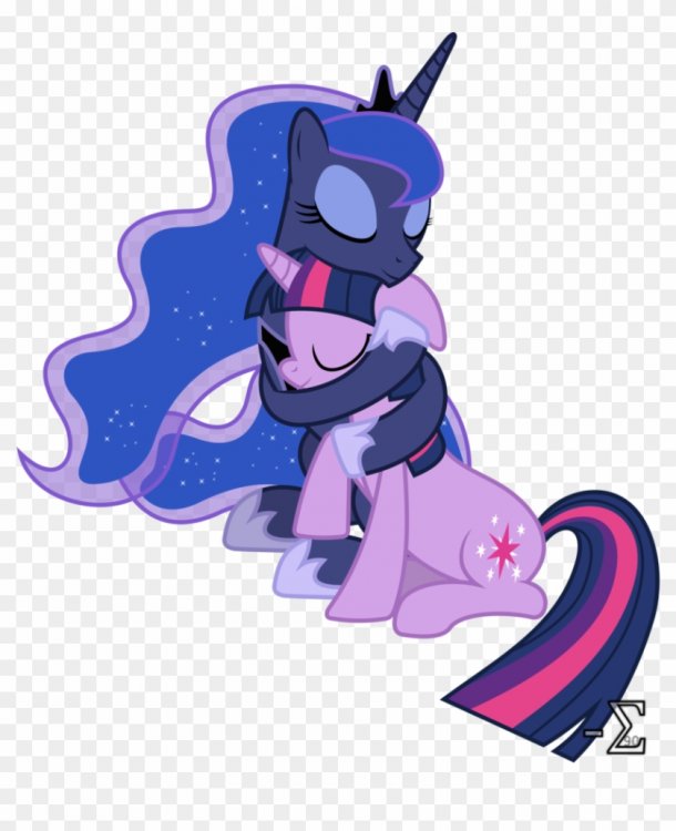 Vector Black And White Stock Cuddle Drawing Fanfiction - Princess Luna And  Twilight Sparkle - Free Transparent PNG Clipart Images Download
