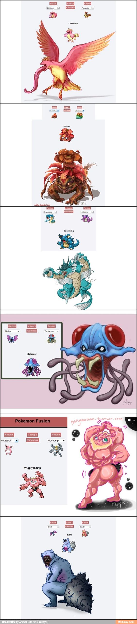 Pokemon fusion ((these are actually quite terrifying. especially wigglychamp))