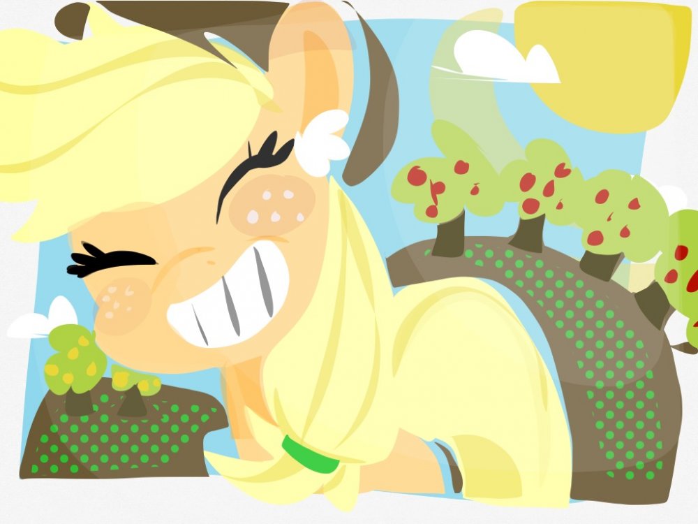 493062 - applejack, artist:supernoncutie, eyes closed, orchard ...