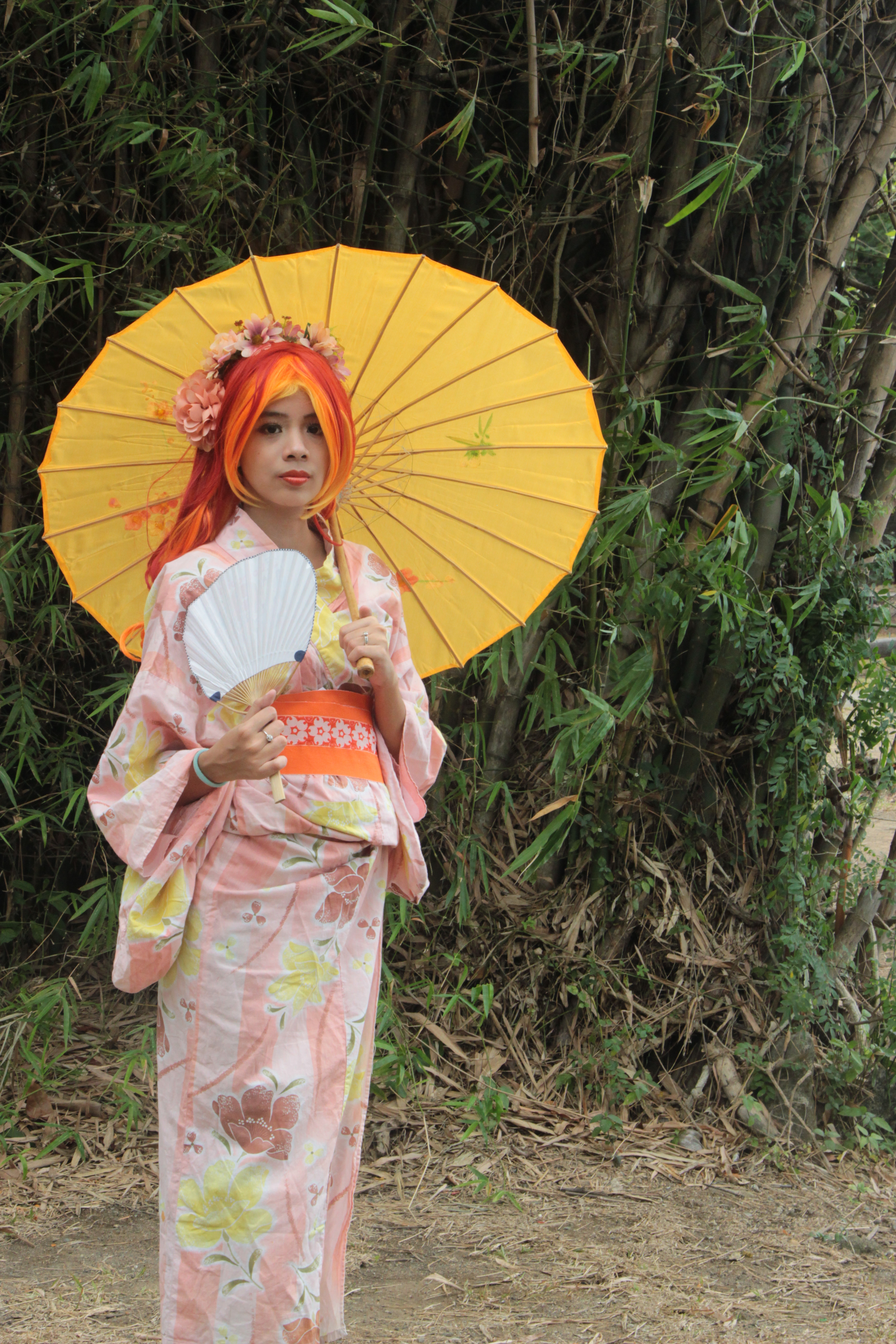 1402406__safe_artist-colon-misachico_sunset+shimmer_absurd+res_clothes_cosplay_costume_fan_floral+head+wreath_flower_human_irl_irl+human_kimono+%28clot.jpeg
