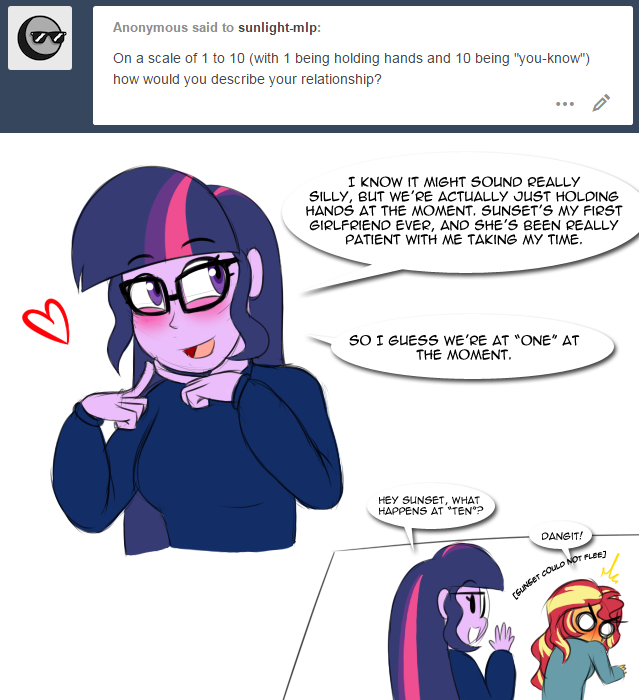 1404644__safe_artist-colon-jase1505_sunset+shimmer_twilight+sparkle_equestria+girls_blushing_clothes_cute_dialogue_from+behind_lesbian_loose+hair_love+.png