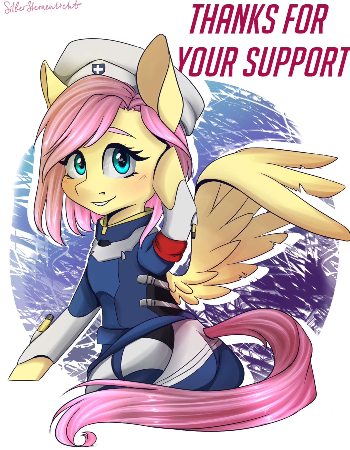 1438836__safe_artist-colon-silbersternenlicht_fluttershy_clothes_crossover_cute_female_hat_looking+at+you_mare_mercy_mercyshy_overwatch_pony_shyabetes_.png