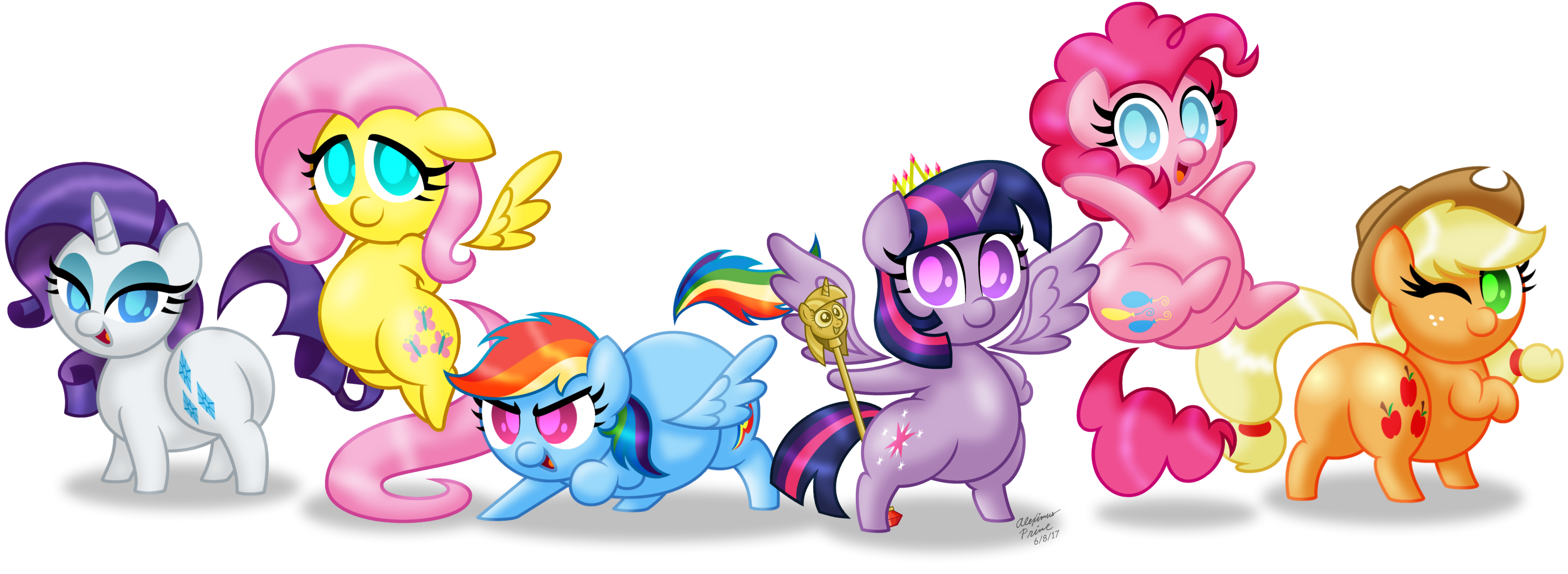 1456830__safe_artist-colon-aleximusprime_applejack_fluttershy_pinkie+pie_rainbow+dash_rarity_twilight+sparkle_alicorn_bipedal_chibi_female_looking+at+y.png