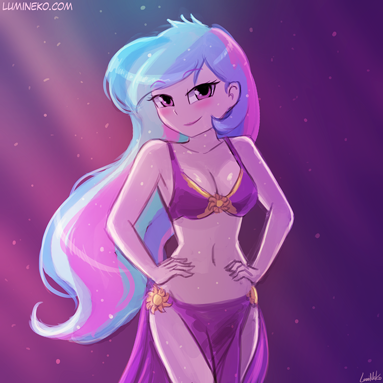 1457002__suggestive_artist-colon-lumineko_princess+celestia_equestria+girls_belly+button_belly+dancer_breasts_female_hands+on+hips_loincloth_looking+at.png