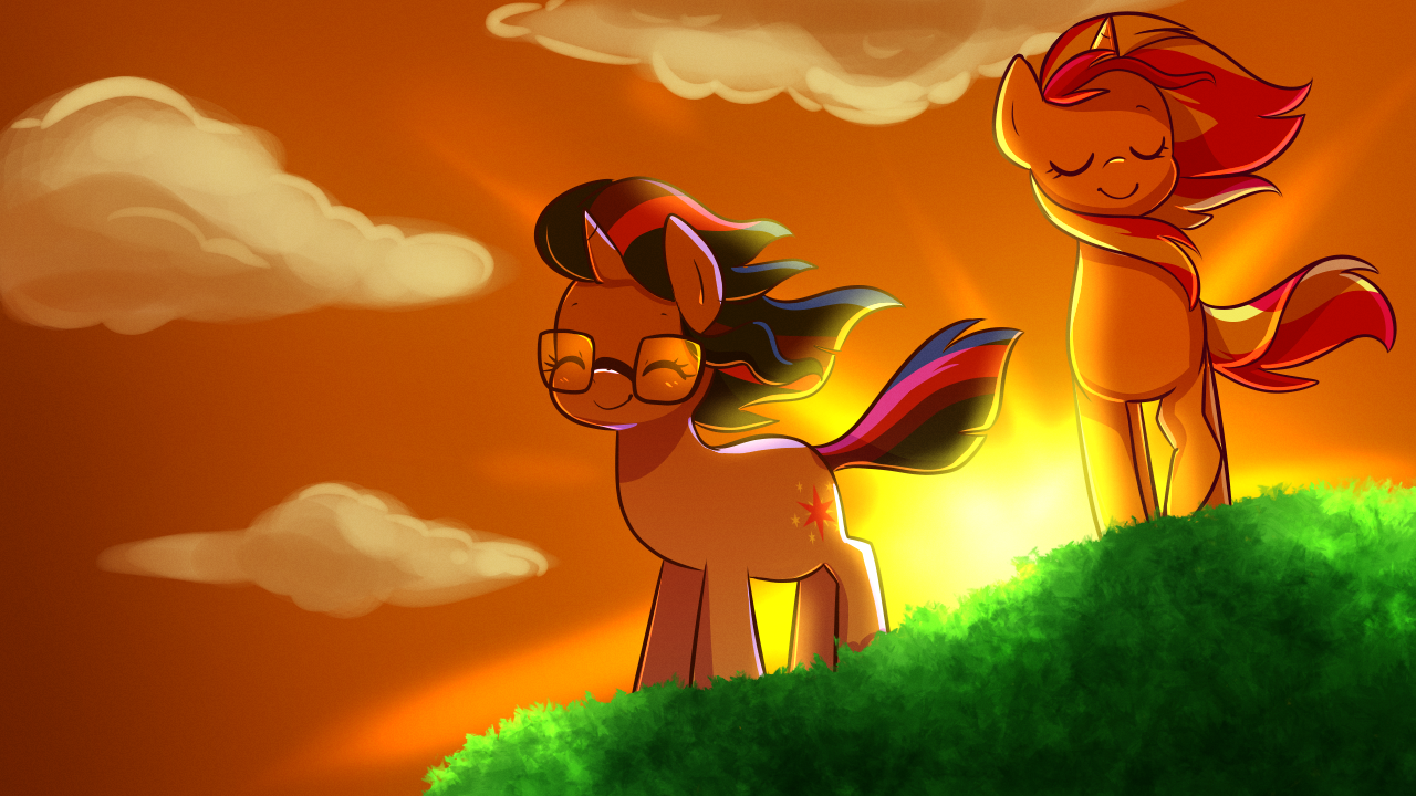 1469645__safe_artist-colon-little-dash-tweenframes_sci-dash-twi_sunset+shimmer_twilight+sparkle_eyes+closed_female_glasses_lesbian_mare_ponified_pony_s.png