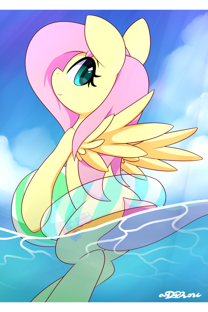 1490041__safe_artist-colon-dshou_fluttershy_life+preserver_looking+at+you_looking+back_ocean_pegasus_pony_smiling_solo_water.png