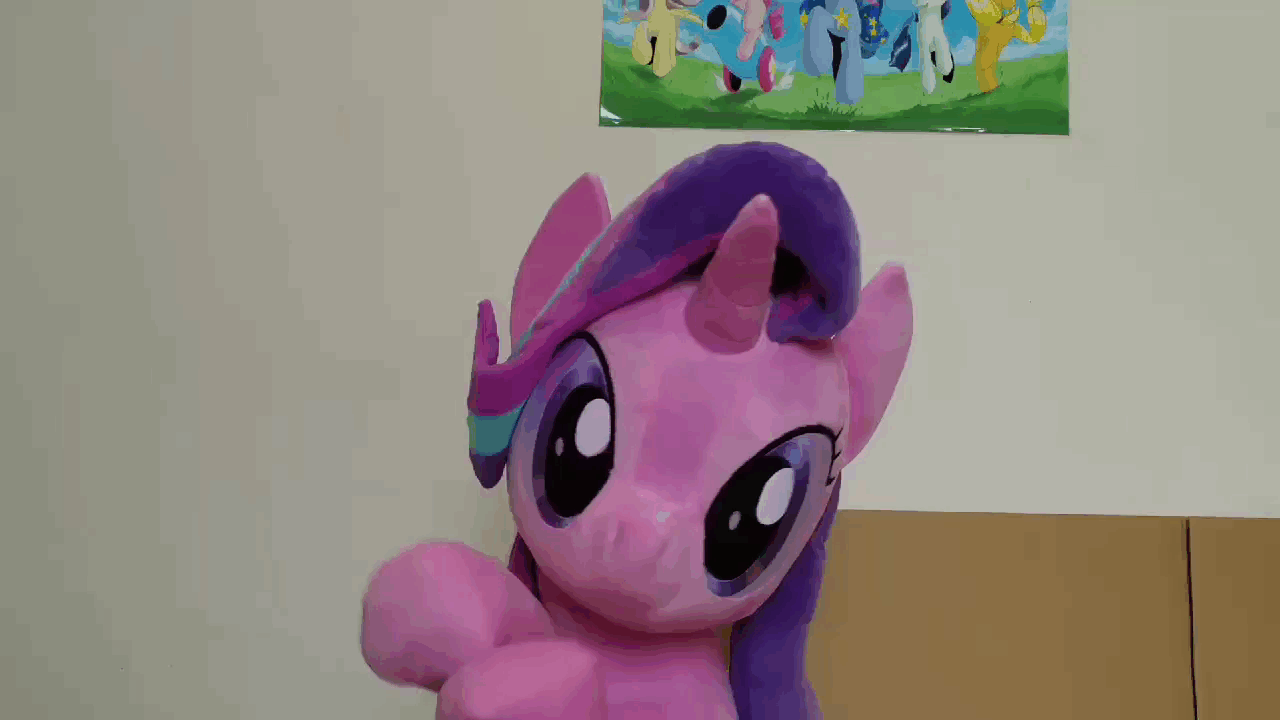 1518071__safe_artist-colon-nekokevin_starlight+glimmer_animated_clapping_cute_defictionalization_glimmerbetes_life+size_looking+at+you_plushie_pony_sol.gif