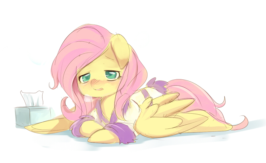 873070__safe_artist-colon-ende26_fluttershy_bathrobe_blushing_clothes_cold_cute_floppy+ears_frown_open+mouth_panting_prone_sick_solo_spread+wings_tissu.jpeg