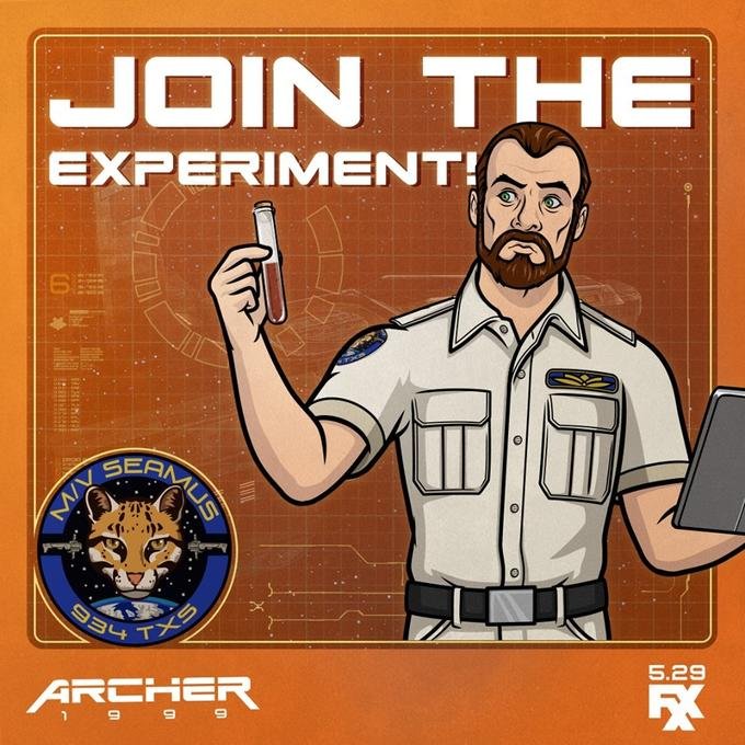 JOIN THEE EXPERIMENT! ク/ S4イ 5.29 ARHER 9 Cartoon Poster