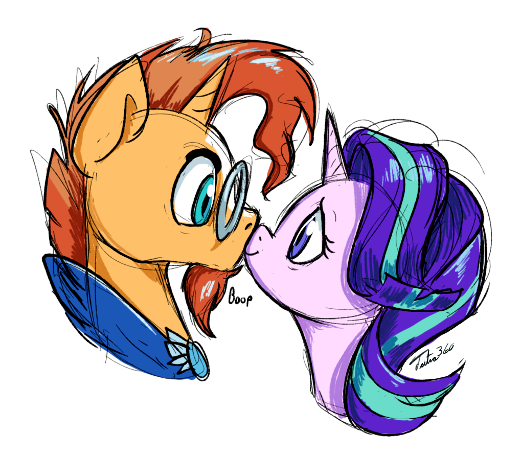 1569421__safe_artist-colon-tsitra360_starlight+glimmer_sunburst_boop_cute_female_looking+at+each+other_male_mare_noseboop_shipping_stallion_starburst_s.png