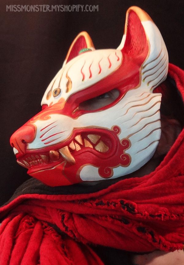 Image result for wolf red and white masked art