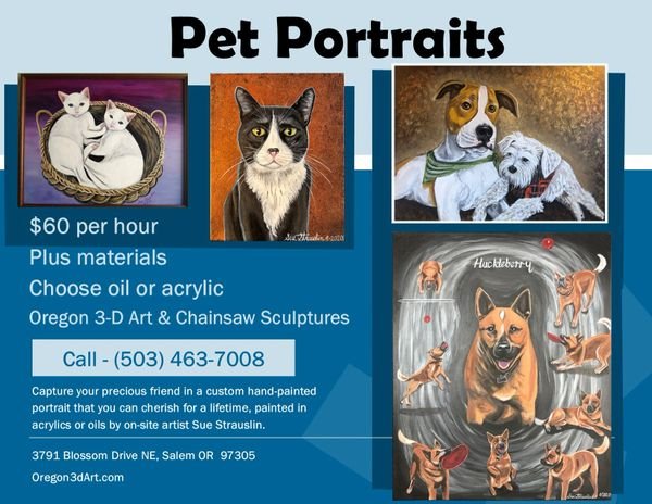 Pet Portraits hand-painted to cherish for a lifetime 4 hour session plus  materials