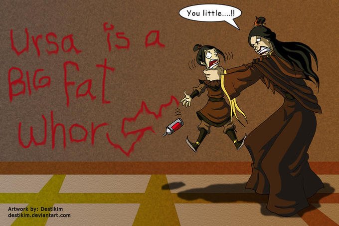 You little.!! Ursa is a Blo fal Artwork by: Destikim destikim.deviantart.com Azula Iroh Ursa Zuko Aang Firelord Ozai cartoon mammal vertebrate text art fictional character human behavior