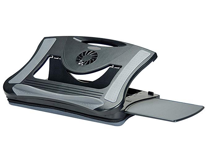 MAX SMART Laptop cooling Desk, Laptop Lap Stand w Retractable Mouse Tray and USB Fan, Non-Slip Heat Shield Tablet Notebook Computer Stand Table w/Sturdy Stable Cooler Work Surface For Bed Sofa Couch