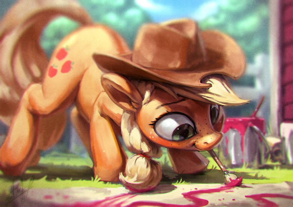 applejack_painting_paint_by_assasinmonke