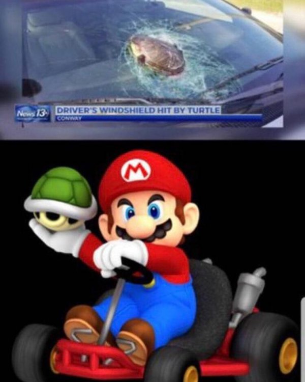 DRIVER'S WINDSHIELD HIT BY TURTLE Super Smash Bros. Ultimate Super Mario Bros. Mario Animated cartoon Cartoon Mode of transport Fictional character