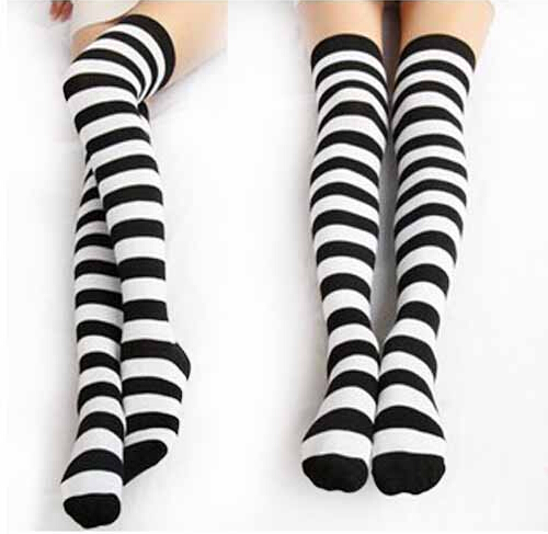 Cosplay-Black-and-White-Striped-Over-Kne