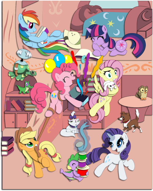 CrazyPoniesintheLibraryShadowboxMockup.p