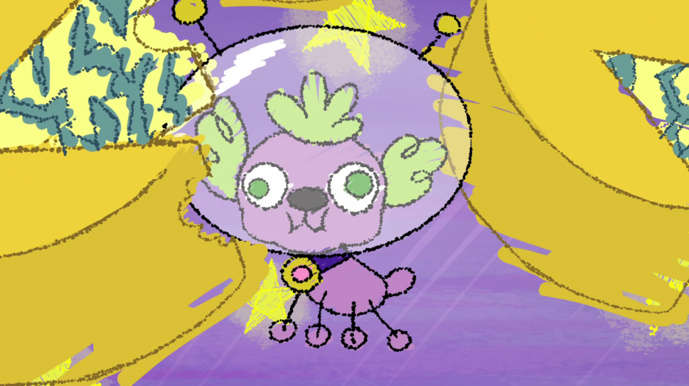 Drawn_Spike_eating_gorgonzola_cheese_EGS