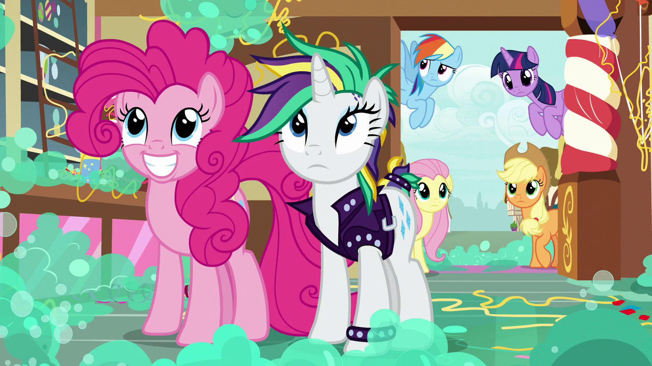 Pinkie_and_Rarity_look_at_mess_in_Sugarc