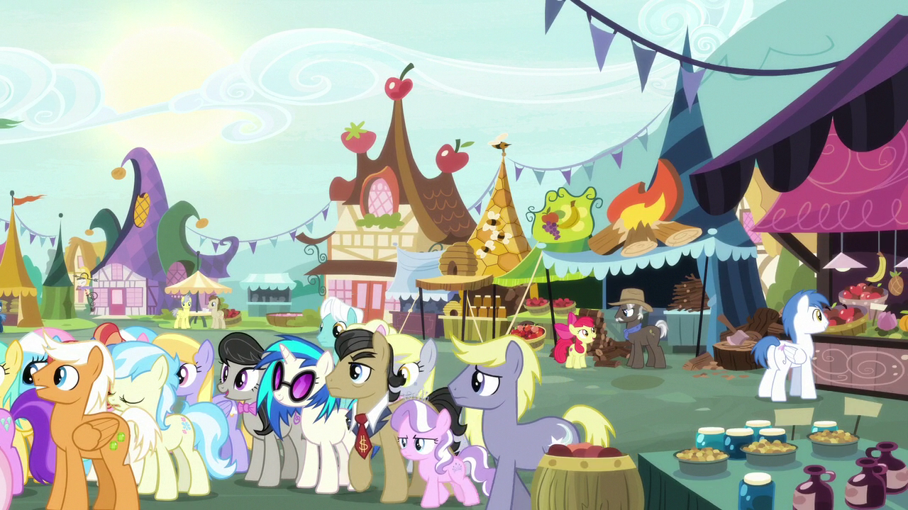 Ponies_in_line_to_buy_Mares_Day_flowers_