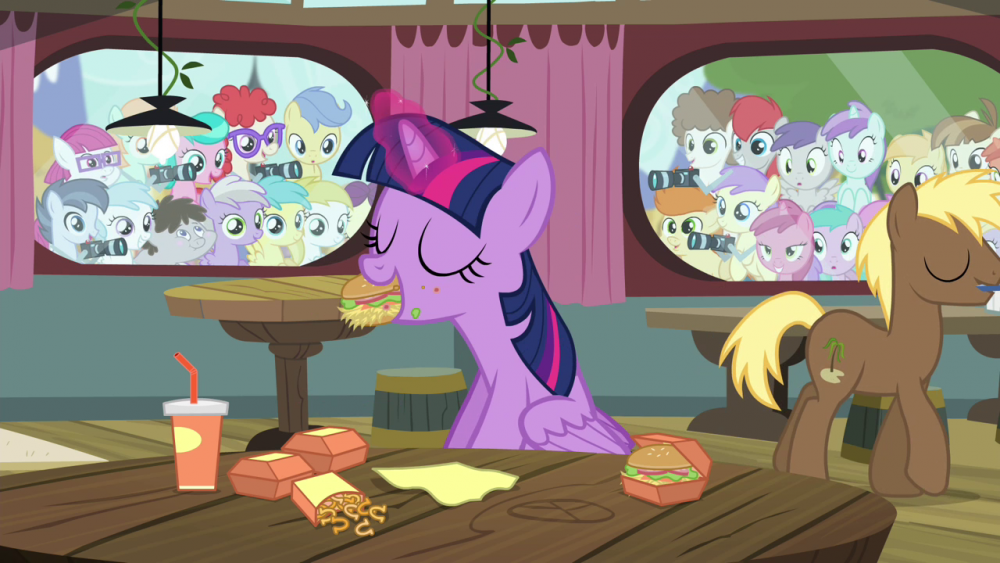 Twilight_eating_while_foals_behind_windo