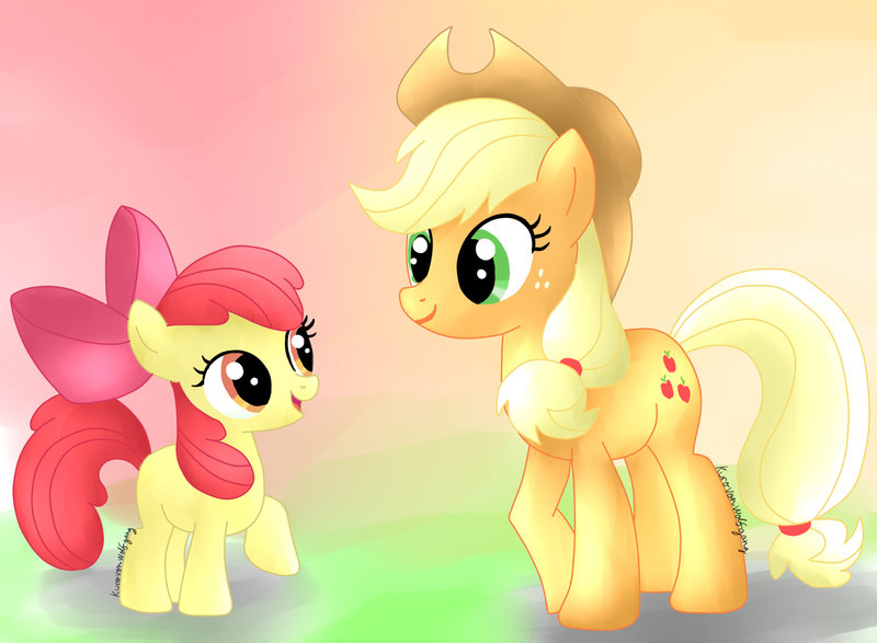 applejack_and_applebloom_by_kurovonwolfg