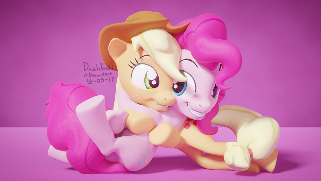 Applejack and Pinkie Pie Cuddle
