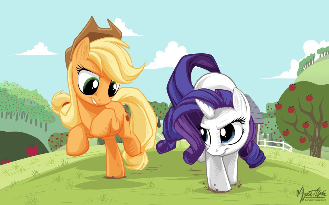 applejack_and_rarity_run_by_mysticalpha-