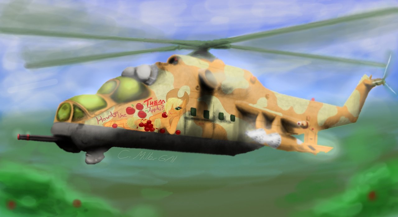 Applejack in an Mi 24 Hind by TatterTailArt