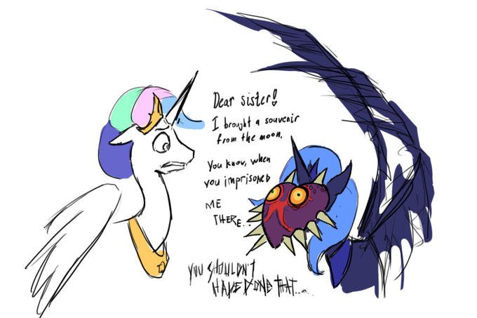 ar sistur! roulf 4 Souveaur from then.. n. you imprisoe ME THERE Princess Celestia Princess Luna Pony bird mammal vertebrate horse like mammal cartoon fictional character beak wing art mythical creature