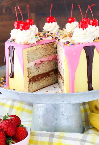Image result for banana split layer cake
