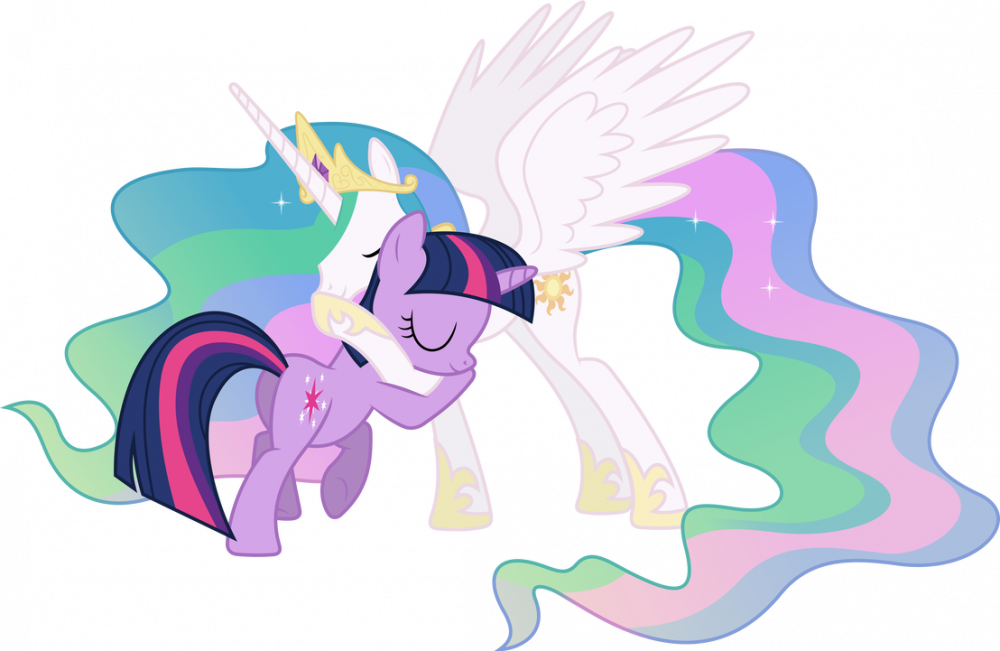 Princess Celestia and Twilight Sparkle Hugging (2) by 90Sigma