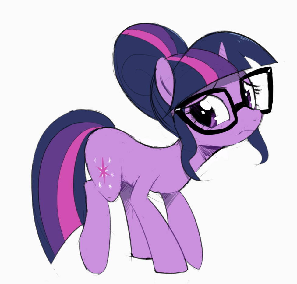 e621 2015 30clock alternate_hairstyle cutie_mark equine eyewear female feral friendship_is_magic glasses hair horn mammal multicolored_hair my_little_pony purple_eyes simple_background solo twilight_sparkle_(mlp) unicorn white_background