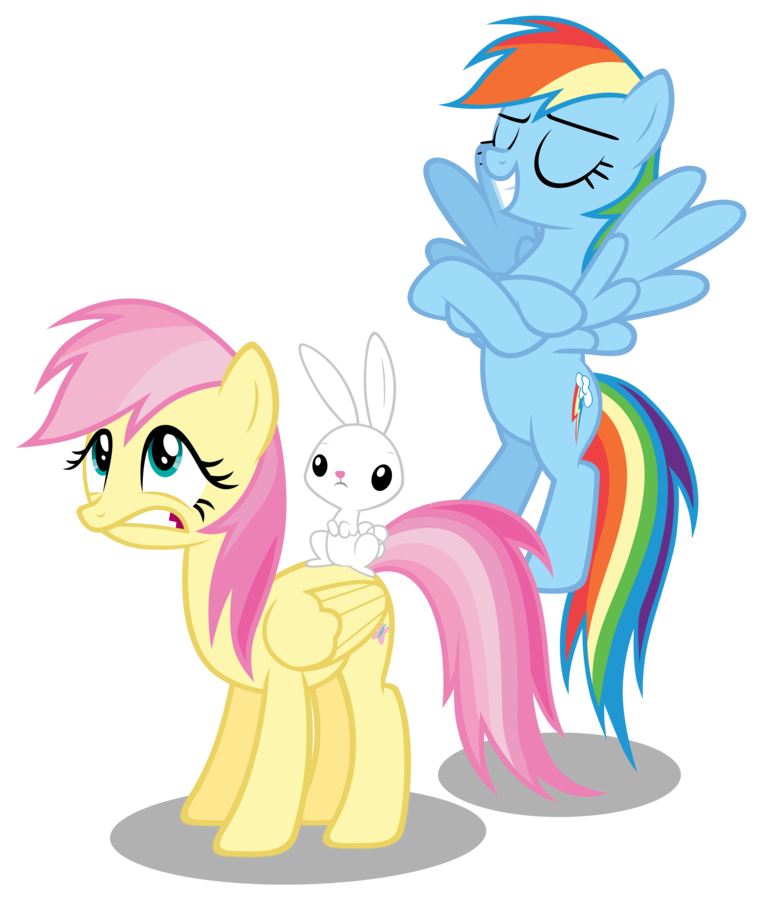 e621 alternate_hairstyle angel_(mlp) cutie_mark equine feathered_wings feathers female feral flamemordecaifan_(artist) fluttershy_(mlp) friendship_is_magic fur group hair lagomorph mammal multicolored_hair my_little_pony pegasus pink_hair rabbit rainbow_dash_(mlp) rainbow_hair smile white_fur wings yellow_feathers