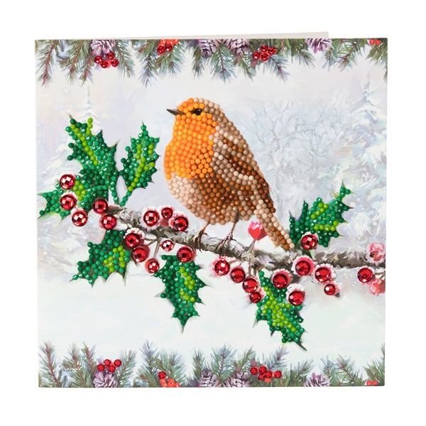 Christmas Robin Crystal Art Card Kit