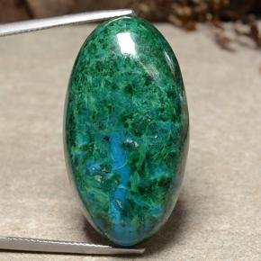 47.43 ct Oval Cabochon Multicolor Chrysocolla Gemstone 33.54 mm x 18.6 mm (Product ID: 486559)