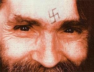 Image result for charles manson swastika on his head
