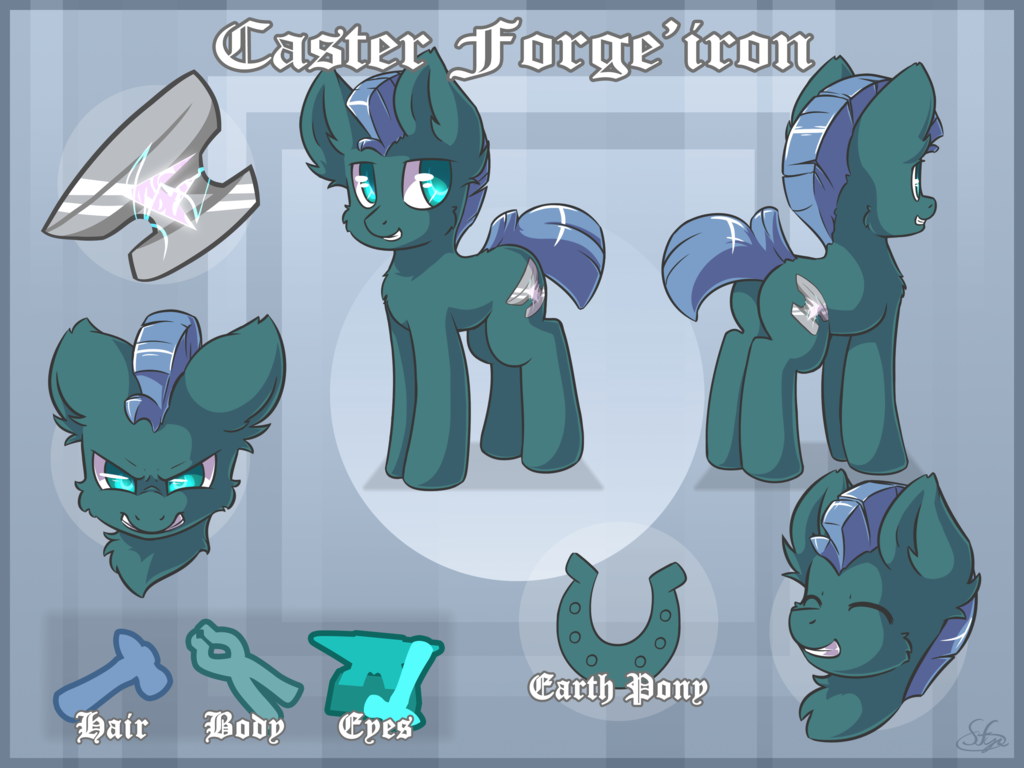 Commission - Caster Forgeiron Reference Sheet by Sapphfyr