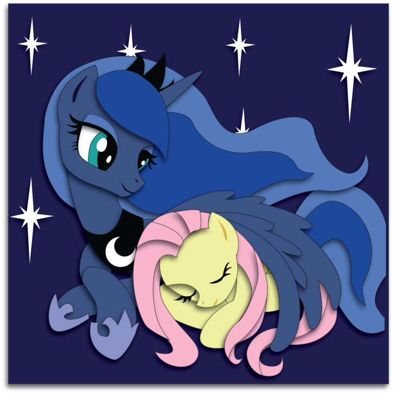 Image result for mlp fluttershy luna hug