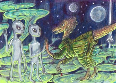 Dinosaurs at Zeta 2 Reticuli by LEXLOTHOR