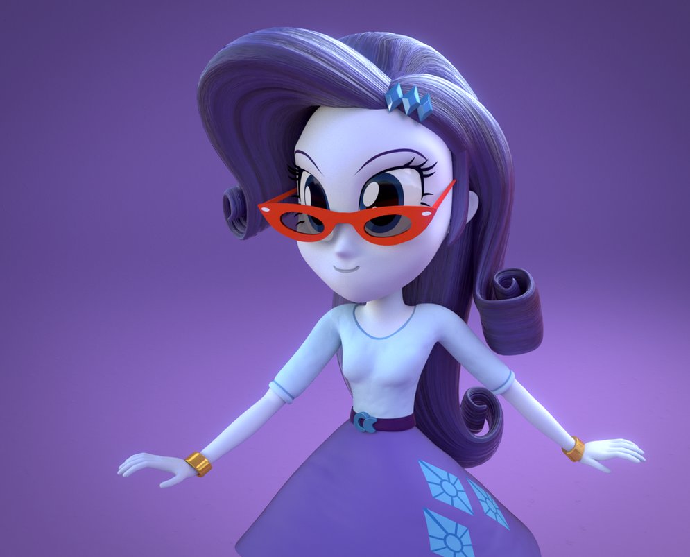 EQG Rarity With Glasses (Blender 3D) by Rare-Fashions15