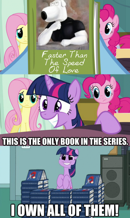 el Faster Th The Speed Of Love an THISISTHEONLY BOOKIN THE SERIES. OWN ALL OF THEM! Twilight Sparkle Rainbow Dash Derpy Hooves cartoon pink comics mammal text vertebrate horse like mammal fiction fictional character product games graphic design art design