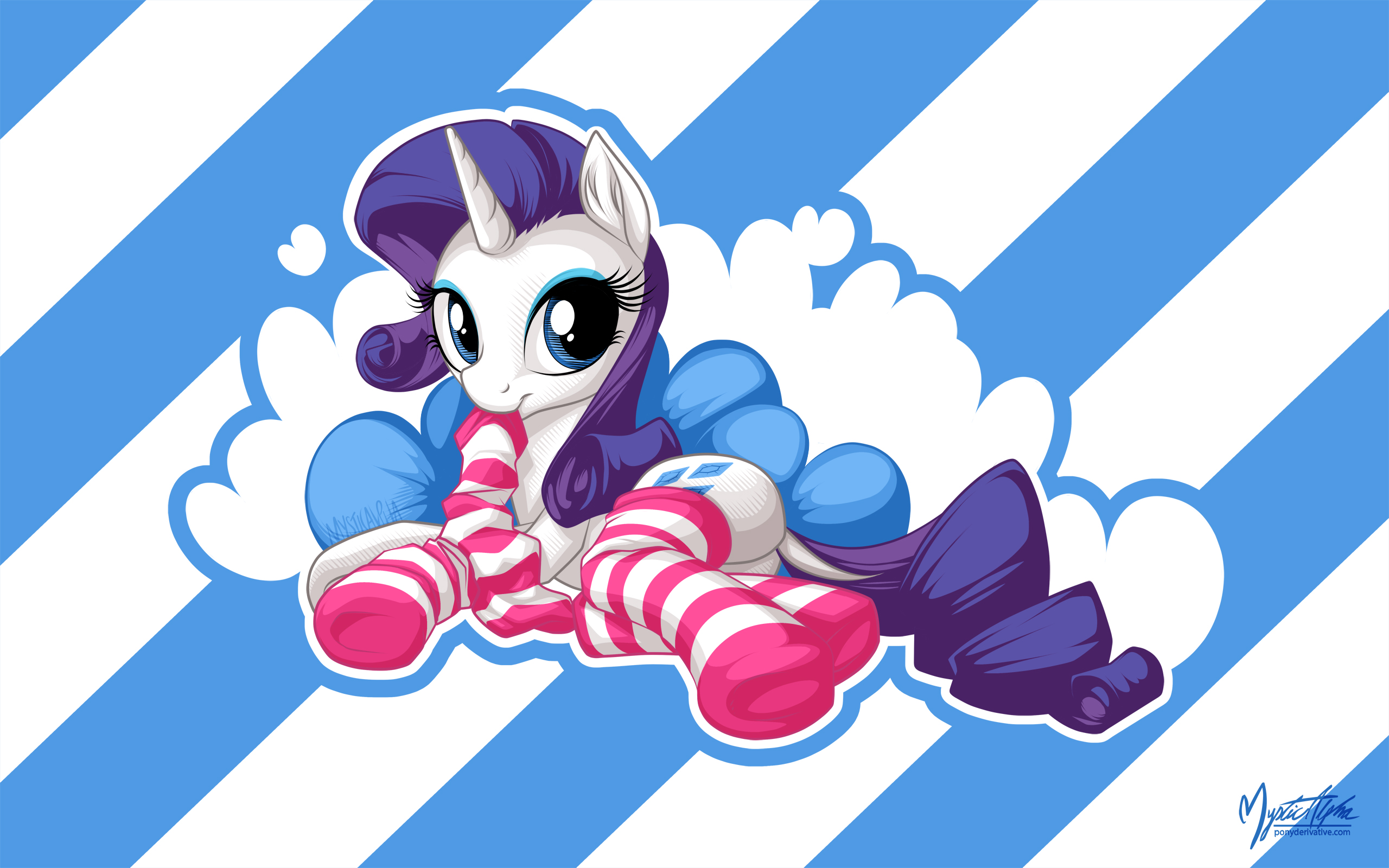 e621 16:10 2014 clothing digital_media_(artwork) equine female feral friendship_is_magic hi_res horn legwear mammal my_little_pony mysticalpha pattern_background rarity_(mlp) simple_background socks solo striped_background unicorn